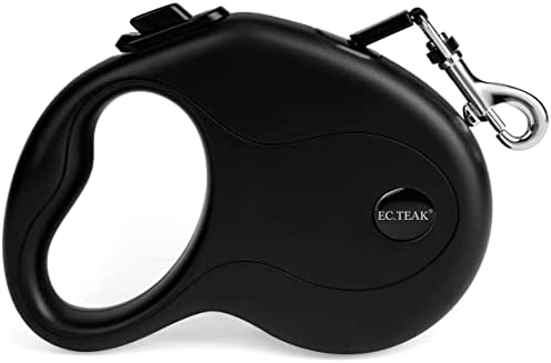 EC.TEAK Retractable Dog Leash, 26FT /16FT Dog Walking Leash for Medium Large Dogs up to 44 lbs/ 77 lbs/110 lbs, One Button Break & Lock, Heavy Duty No Tangle, Large (Black, 16 FT(≤50 lbs))