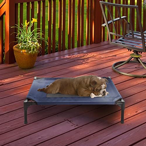 Elevated Dog Bed – 30x24 Portable Bed for Pets with Non-Slip Feet – Indoor/Outdoor Dog Cot or Puppy Bed for Pets up to 50lbs by Petmaker (Blue)