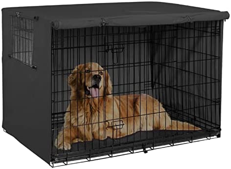 Explore Land 42 inches Dog Crate Cover - Durable Polyester Pet Kennel Cover Universal Fit for Wire Dog Crate 1(Black)