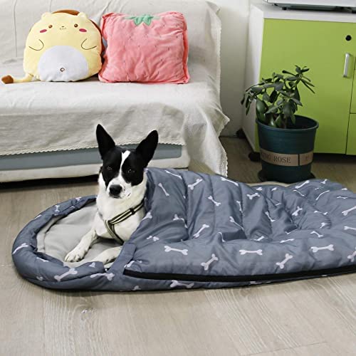 GeerDuo Dog Sleeping Bag Waterproof Warm Packable Dog Bed Mat with Storage Bag for Indoor Outdoor Travel Camping Hiking Backpacking