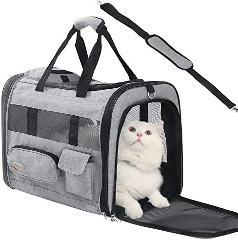 HOOPET Cat Carriers Dog Soft-Sided Carriers Airline Approved Portable Small Dog Carrier,Pet Car Seat Carrier Pet Carrier for Small Medium Cats Dogs Puppies of 20 Lbs, Three Openings Puppy Carrier