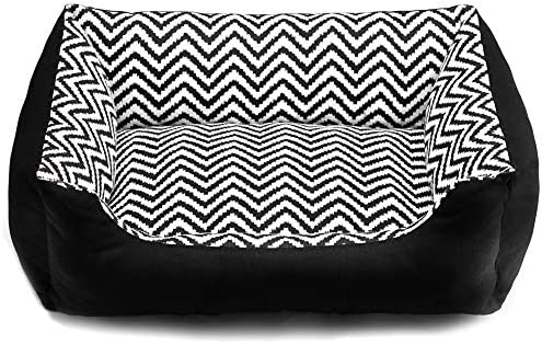Hollypet Pet Bed for Small Medium Dog and Cat Plush Rectangle Nest Puppy Sleeping Bag Cushion, Black