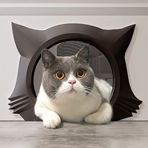 InTrans cat Door Interior Door,Indoor Cat Door,Cute Kitty Door,Inside cat Door,pet Door for cat Hole pet Door for Cats up to 21 lbs (Black)