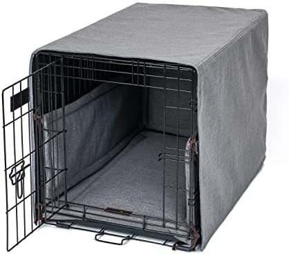 Jax & Bones Dog Crate Cover & Dog Crate Pad Set - Includes Crate Bed, Kennel Cover, & Soft Liner That Acts Like a Bumper - Small Lark Graphite - Made in USA