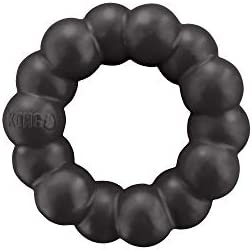 KONG - Extreme Ring - Durable Natural Rubber Dog Bone for Power Chewers, Black - for XL Dogs