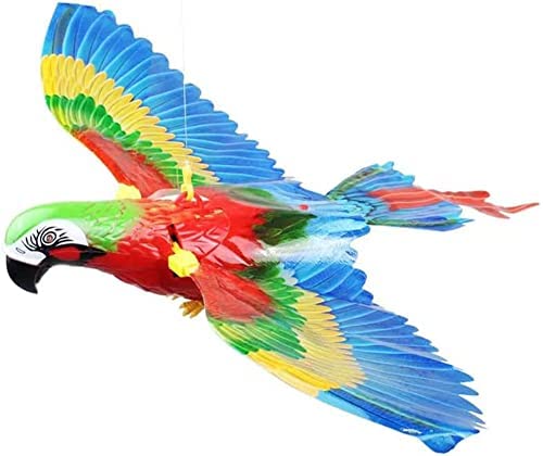 LYW Simulation Bird Interactive Cat Toy for Indoor Cats, Automatic Hanging Eagle Flying Bird Funny Cat Interactive Toy Supplies for Cats Kitten Play Chase Exercise (Parrot)