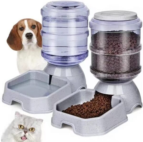 Nabipaw Pet Cat and Dog Automatic Feeder and Water Dispenser 3.8 L with Travel Supply Feeder and Water Dispenser for Dogs Cats Pets Animal (Gray)