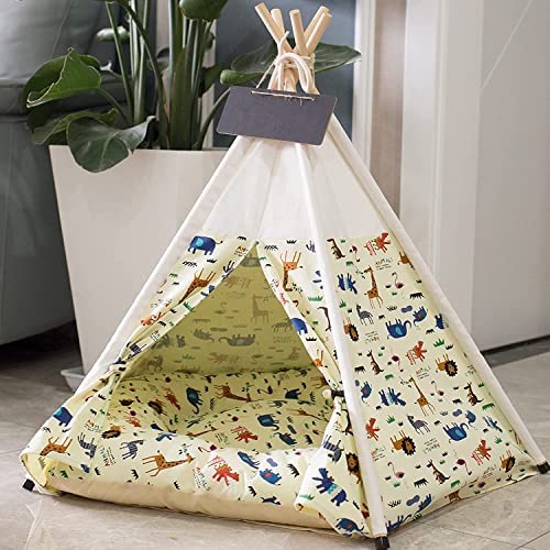 Pet Teepee Tent Dog House with Mat for Large Dogs Puppies Cats Portable Indoor Outdoor