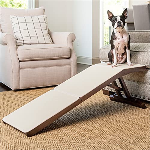 PetSafe CozyUp Dog Sofa Ramp - Folding Wood Dog Ramp for Couches and Sofas - Indoor Pet Ramp Holds up to 100 lb - Non-Slip Carpet, Folds for Easy Storage, Couch Access for Dogs and Cats - Espresso