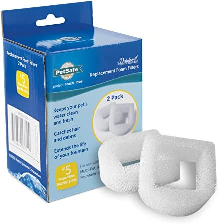 PetSafe Drinkwell Replacement Foam Filters Compatible with PetSafe Ceramic and Stainless Steel Pet Fountains, for Water Dispensers, 2 Count Pack - PAC00-13711, white