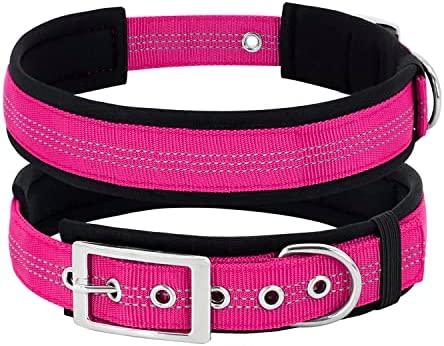 TDTOK Soft Neoprene Padded Dog Collar, Adjustable Durable Nylon Dog Collar for Small Medium Large Dogs, Breathable Heavy Duty Reflective Dog Collars with Metal Safety Buckle