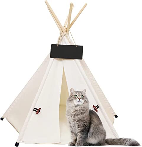 WarmTide Pet Teepee Dog Cat Bed Tent with Thick Cushion Portable Puppy Houses for Small Dogs and Cats (White(No Cushion))