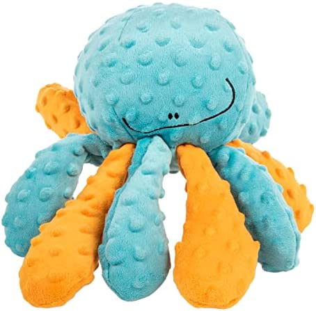 goDog Crazy Tugs Octopus Squeaky Plush Tug Dog Toy, Chew Guard Technolog - Multi Color, Large