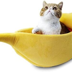 · Petgrow · Cute Banana Cat Bed House Large Size, Christmas Pet Bed Soft Warm Cat Cuddle Bed, Lovely Pet Supplies for Cats Kittens Rabbit Small Dogs Bed,Yellow