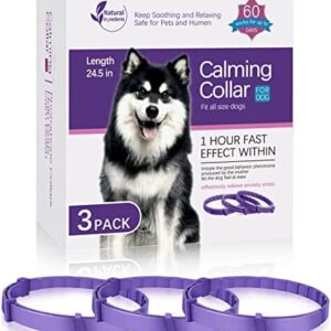 (3pcs) Calming Collar for Dogs Pheromone Collar，Anxiety Relief with Flexible 25 Inches Adjustable Collar up to 60 Days Sustained Relieve，Breakaway Design Fits All Small, Medium Large Dog