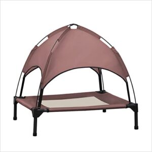Hooyeatlin Small Elevated Dog Bed with Canopy - Upgraded 30IN Outdoor Raised Dog Cot Bed with Removable Shade Tent (S Size)