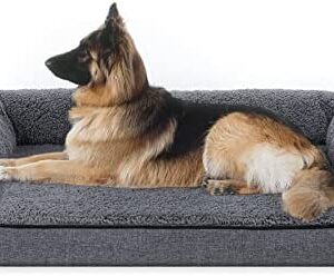 Sivomens Dog Bed, Bolster Washable Dog Beds for Large Dogs, 13 Inch Thicken Orthopedic Sofa Foam Couch Bed with Removable Cover & Nonskid Bottom, Pet Beds for Medium&Small Dogs