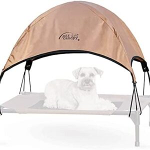 K&H PET PRODUCTS Pet Cot Shade Canopy for Elevated Outside Dog Beds, Dog Sun Umbrella Canopy for Dog Cots (Cots Sold Separately), Tan, Medium 25 X 32 Inches