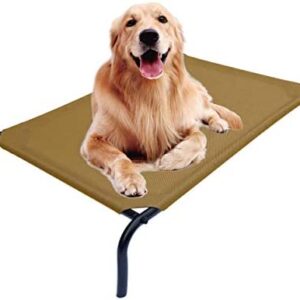 PHYEX Heavy Duty Steel-Framed Portable Elevated Pet Bed, Elevated Cooling Pet Cot, 50.5" L x 30.5" W x 7.8" H(L, Brown)